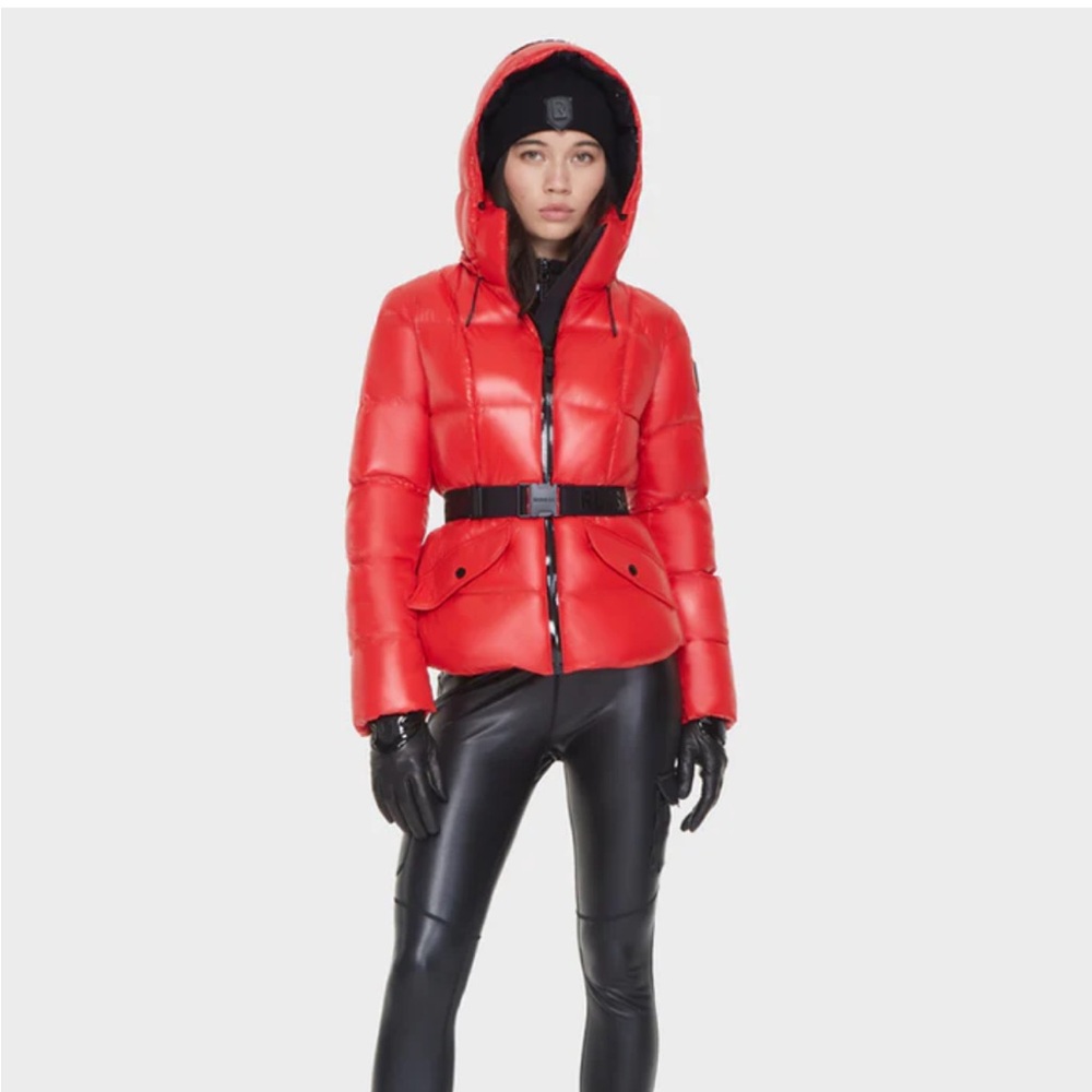RUDSAK Red Puffer Coat with Hood and Quilted Design